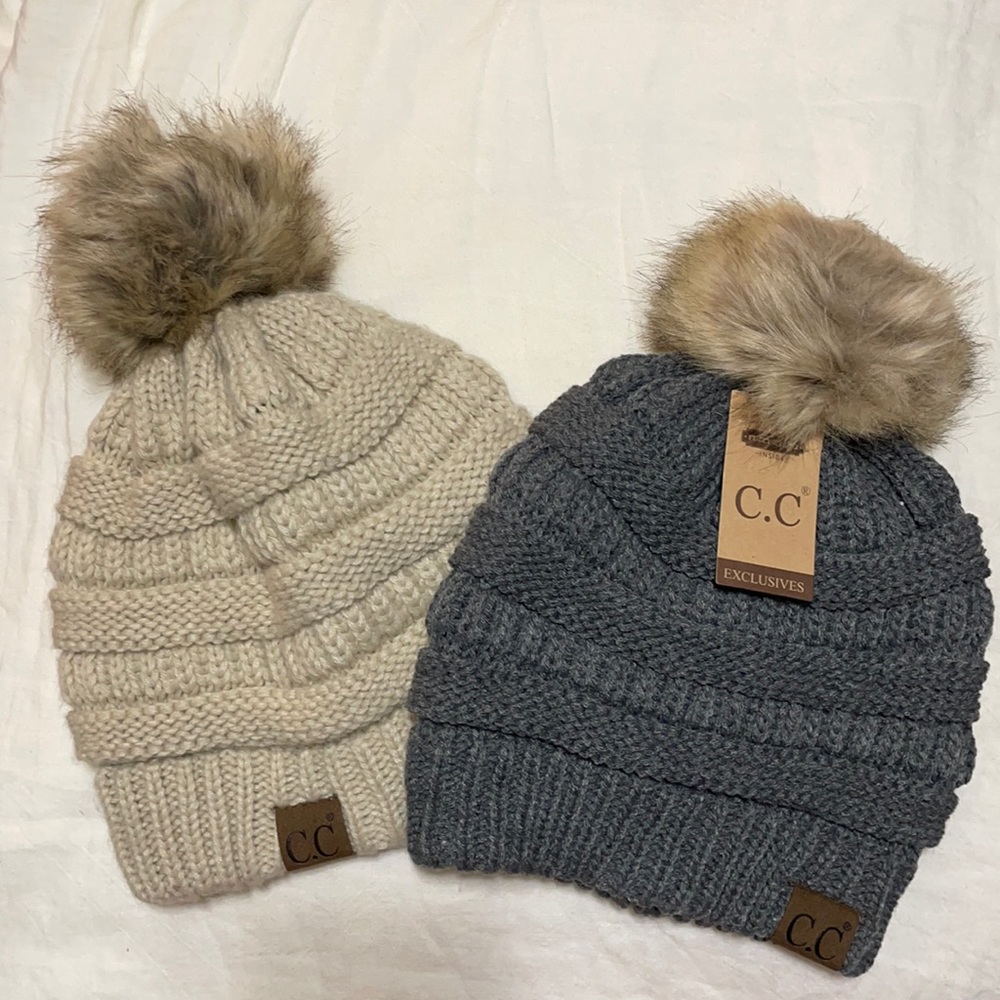 New C.C hate Beanie soft grey and beige